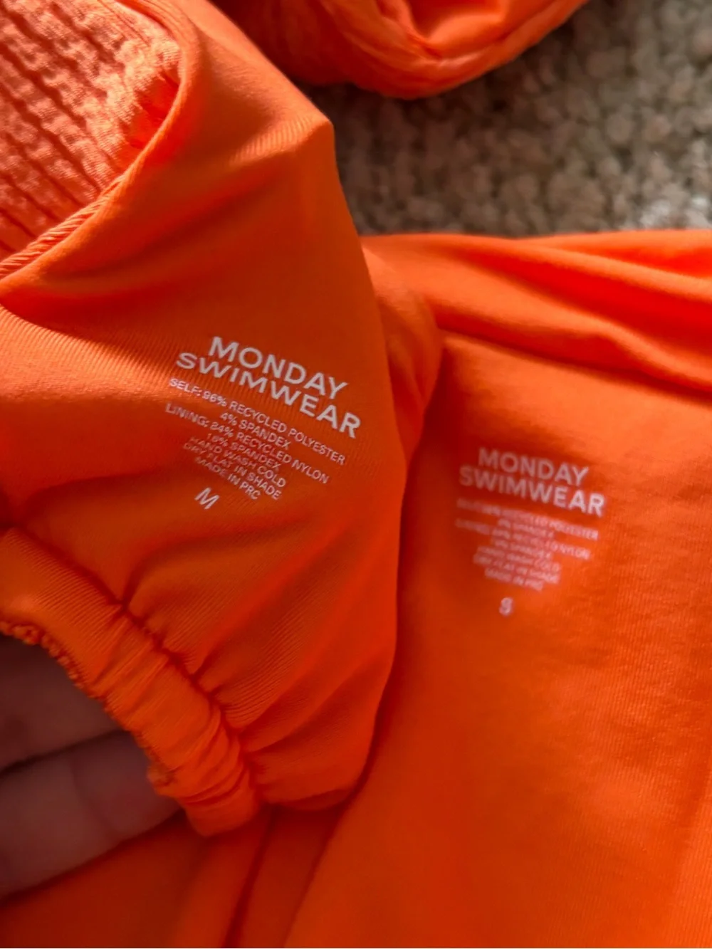 Monday Swimwear Orange Ribbed Tie-Side Bikini